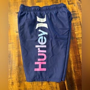 Hurley Swim trunks🩵 Boys sz 10-12 blue pink white